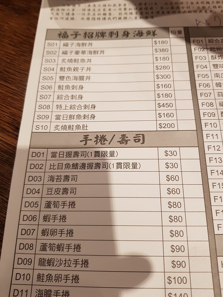 大福平價日式食堂 菜單