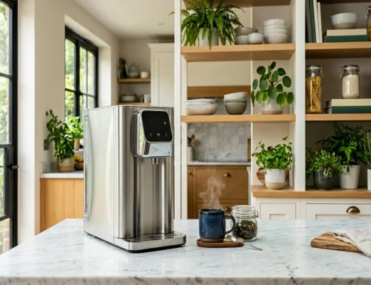 water dispenser made of brushed stainless steel