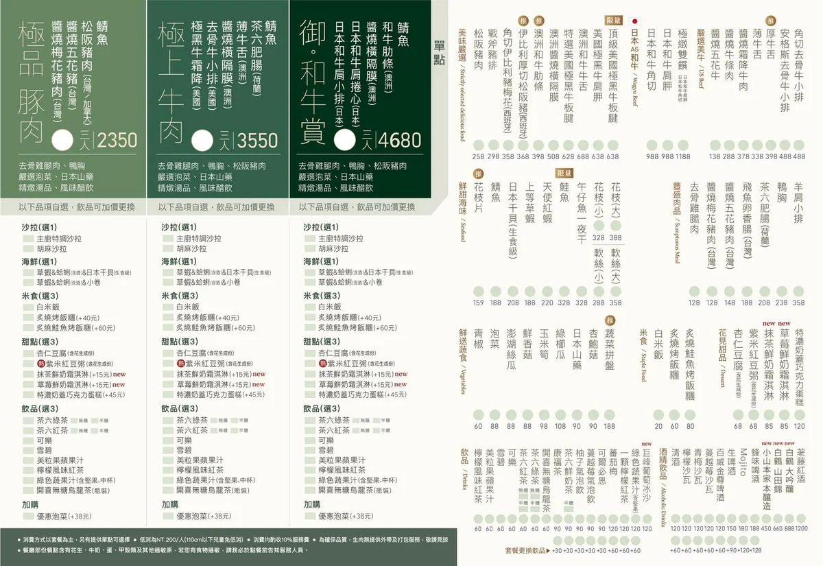 茶六燒肉堂 2026 最新菜單價目表（三人套餐與單點）